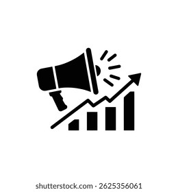 Megaphone Blending with Upward Graph Representing Business Promotion and Growth