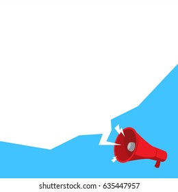 Megaphone with blue background