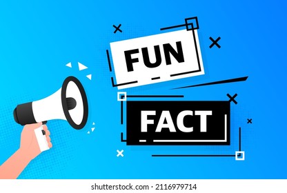Megaphone blue banner with fun fact sign. Vector illustration
