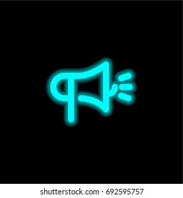 Megaphone blue glowing neon ui ux icon. Glowing sign logo vector