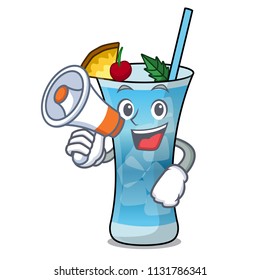 With megaphone blue hawaii character cartoon