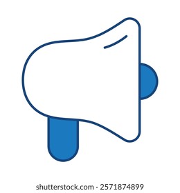 Megaphone Blue Icon. Digital Marketing Icon Editable Stroke Vector Illustration