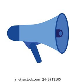 Megaphone Blue Icon, vector illustration isolated on white background. EPS 10 Flat Blue Speaker Toa Megaphone Illustration Design on white Background Template Vector