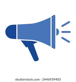 Megaphone Blue Icon, vector illustration isolated on white background. EPS 10 Flat Blue Speaker Toa Megaphone Illustration Design on white Background Template Vector.
