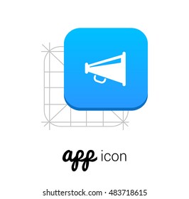Megaphone Blue Mobile App UI/UX Button Corporate Logo / Icon Design