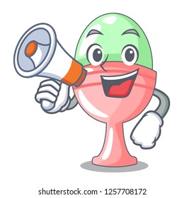 With megaphone boiled egg cup isolated on mascot