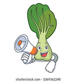 With megaphone bok choy character cartoon