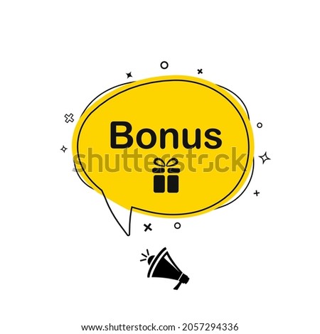 Megaphone with Bonus speech bubble banner. Loudspeaker. Can be used for business, marketing and advertising. Vector EPS 10.