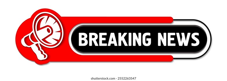 Megaphone with Breaking news speech bubble banner. Vector illustration breaking news vector icon with megaphone. Label for business, marketing and advertising. 
