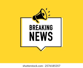 Megaphone with Breaking news speech bubble. Loudspeaker. Banner for business, marketing and advertising. Vector illustration.	
