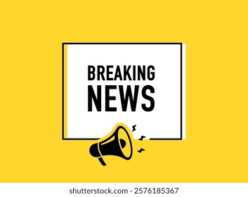Megaphone with Breaking news speech bubble. Loudspeaker. Banner for business, marketing and advertising. Vector illustration.	