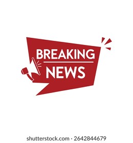 Megaphone with breaking news speech bubble. Loudspeaker. Banner for business, marketing and advertising. Vector illustration.