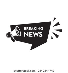 Megaphone with breaking news speech bubble. Loudspeaker. Banner for business, marketing and advertising. Vector illustration.