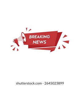 Megaphone with breaking news speech bubble. Loudspeaker. Banner for business, marketing and advertising. Vector illustration.