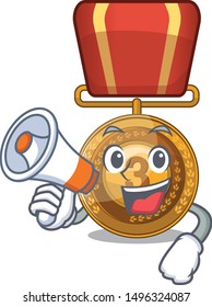 With megaphone bronze medal isolated with the mascot