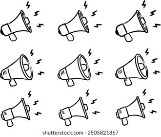 Megaphone Brush Stroke Icon Set Illustration