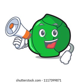 With megaphone brussels character cartoon style