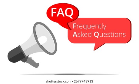 Megaphone and bubble with the acronym FAQ - Frequently Asked Questions