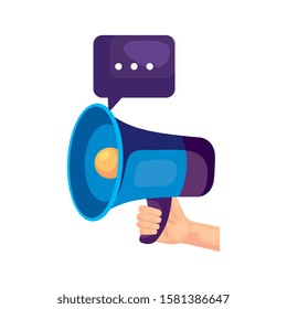 Megaphone and bubble design, Amplifer speaker bullhorn announce speech message communication and sound theme Vector illustration