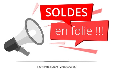 Megaphone, bubble and shard with the French expression 