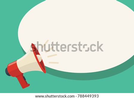 Megaphone with bubble speech. Attract attention. Business vector illustration.