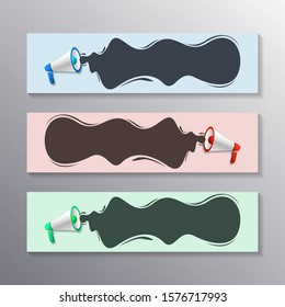 Megaphone with bubble speech banner template, Corporate layout background design web header or footer Vector
