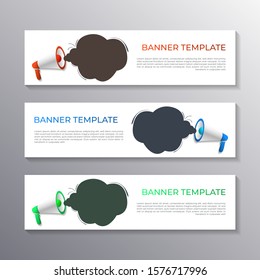 Megaphone with bubble speech banner template, Corporate layout background design web header or footer Vector