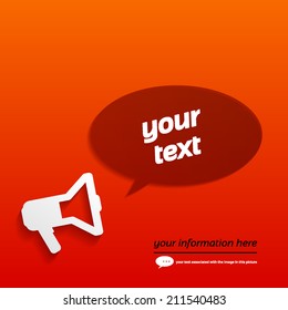 Megaphone & bubble speech, flat icon isolated on a red background for your text. Concept background design layout for poster flyer cover brochure