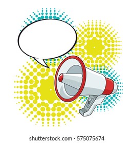 megaphone bubble speech loudspeaker pop art design