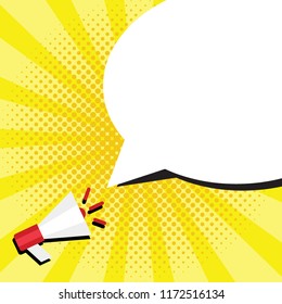 Megaphone with bubble speech promotion, vector illustration