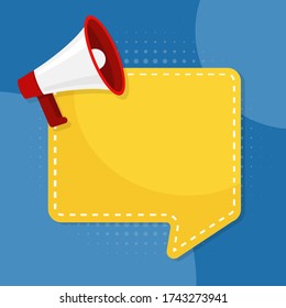 Megaphone and bubble for text. Background illustration