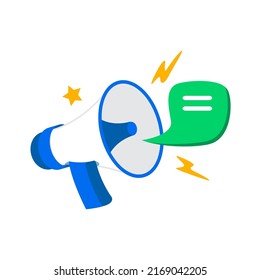 megáfono con icono de chats de texto de burbuja ilustración vectorial para campaña de medios sociales diseño gráfico de publicidad