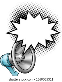 A megaphone or bullhorn comic speech bubble cartoon