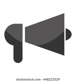 Megaphone or bullhorn isolated flat icon in black and white, vector illustration.