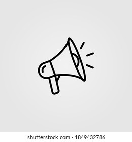 Megaphone, bullhorn line icon, outline vector sign. Loudspeaker symbol. Business, marketing announcement concept for online commerce websites. Vector illustration. - Shutterstock ID 1849432786