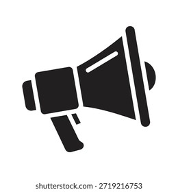 Megaphone bullhorn alto ícone de vetor preto sólido isolado fundo branco anúncio voz alto-falante símbolo ilustração de design gráfico