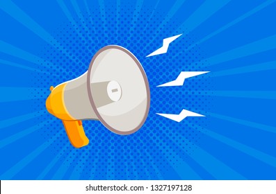 Megaphone, Bullhorn. News, Attention Banner. Vector Illustration