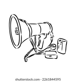 Megaphone, bullhorn sketch. Hand-drawn vintage vector illustration