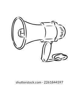 Megaphone, bullhorn sketch. Hand-drawn vintage vector illustration