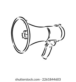 Megaphone, bullhorn sketch. Hand-drawn vintage vector illustration
