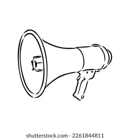 Megaphone, bullhorn sketch. Hand-drawn vintage vector illustration