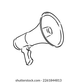 Megaphone, bullhorn sketch. Hand-drawn vintage vector illustration