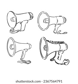 Megaphone, bullhorn sketch. Hand-drawn vintage vector illustration