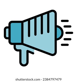 Megaphone business trend icon outline vector. Site seo. Social card color flat