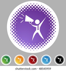 Megaphone businessman web button isolated on a background