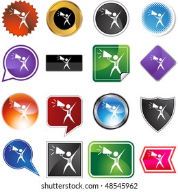 Megaphone businessman web button isolated on a background