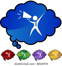 Megaphone businessman web button isolated on a background