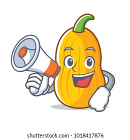 With megaphone butternut squash character cartoon