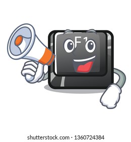 With megaphone button f1 isolated in the mascot