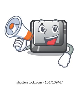 With megaphone button A isolated with the mascot